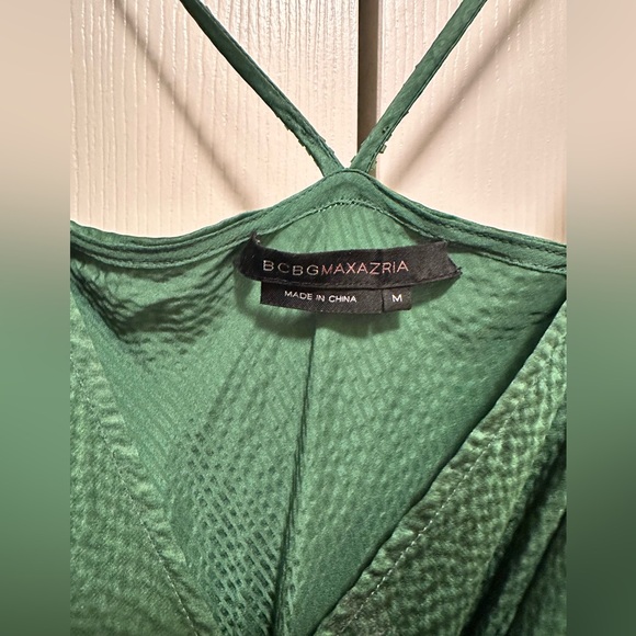 BCBG MAXAZRIA HAMMERED SILK HIGH LOW DRESS W STRAP BEADED EMBELLISHMENT SZ M - Picture 15 of 16